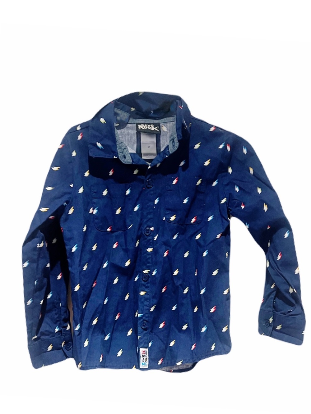 Boys rock lighting bolt button down shirt